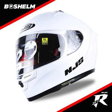 Jual BOSHELM Helm NJS ZX 1R Solid PUTIH GLOSSY Helm Full Face SNI