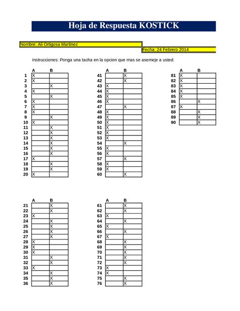 Xlsx Hoja De Respuesta Kostick Dokumen Tips