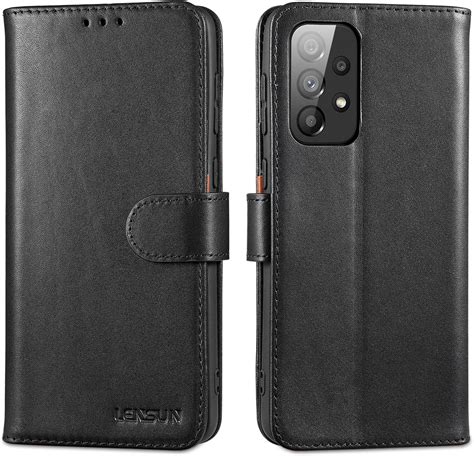 Lensun Coque Pour Samsung Galaxy A33 5g Étui En Cuir Véritable Housse Pochette De Portefeuille