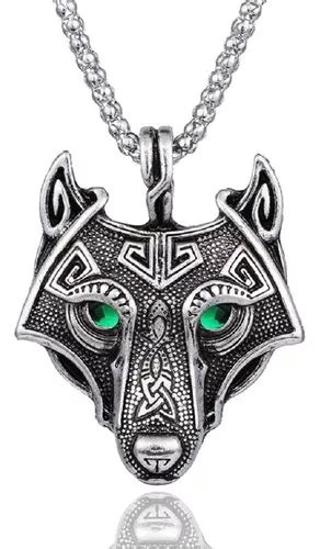 Colar Cabeça De Lobo Viking Pingente Norse Fenrir Moderno