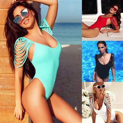 Hot Sale Sexy Women Bikini Solid Color One Piece Swimsuit Girl