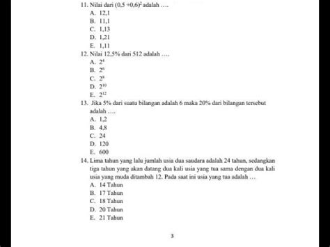 Pembahasan Soal Soal Tes Potensi Akademik Matematika SMA YouTube