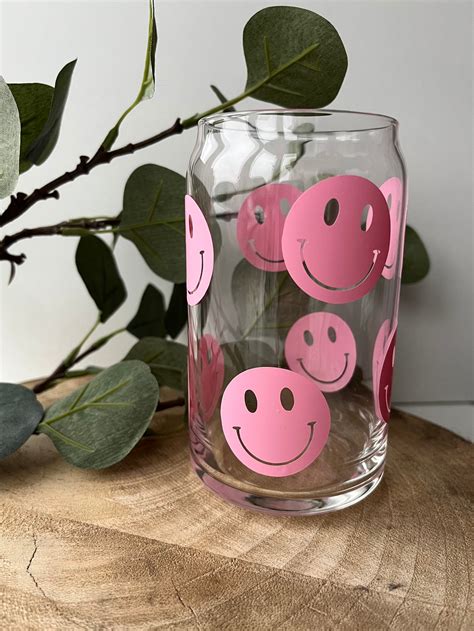 Smiley Face Beer Can Glass Happy Libbey Cup Oz Iced Etsy