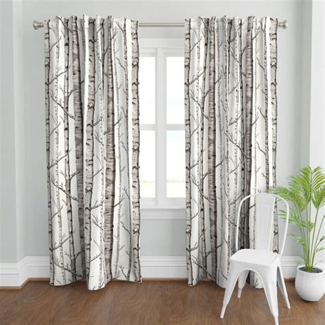 Grey Curtain Panel Birch Grove Warm Grey By Etsy