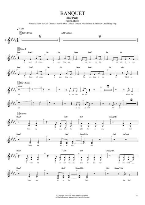 Banquet Tab by Bloc Party (Guitar Pro) - Full Score | mySongBook