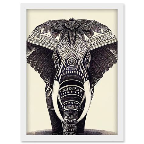 Black And White Elephant Tribal Print