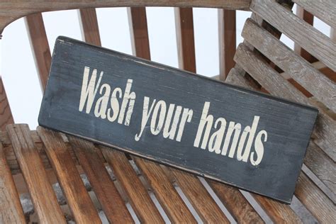 Bathroom Wood Sign Wash Your Hands Bathroom Kitchen Wall