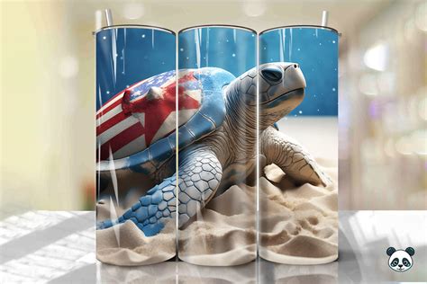 Patriotic Sea Turtle D Tumbler Wrap Graphic By Pandastic Creative