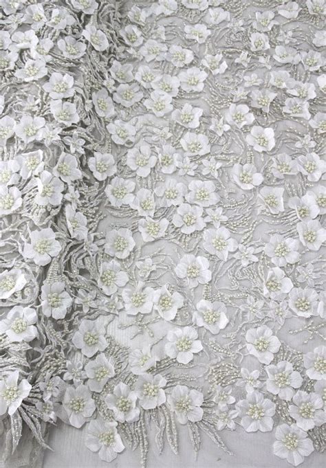 Bridal Lace Fabric By The Yard 3D Lace Fabric Beaded Lace Fabric And 3D