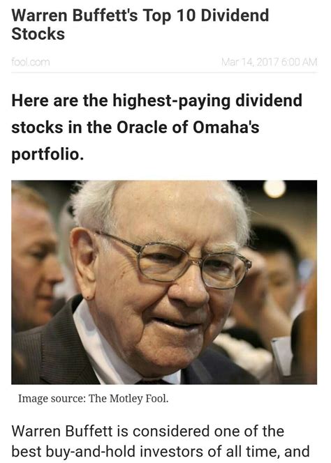 Warren Buffett S Top Dividend Stocks Dividend Stocks Dividend