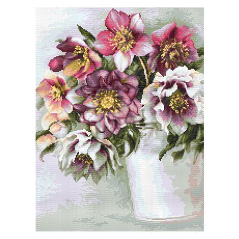 Cross Stitch Pattern Pdf Colorful Hellebores Coricamo