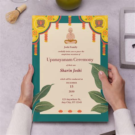 Editable Upanayanam Ceremony Invitation Printable Thread Ceremony