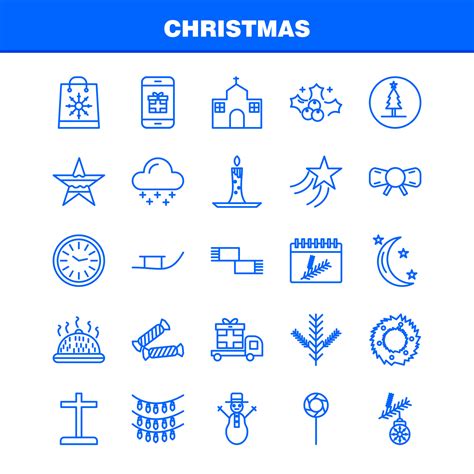 Christmas Line Icons Set For Infographics Mobile UXUI Kit And Print