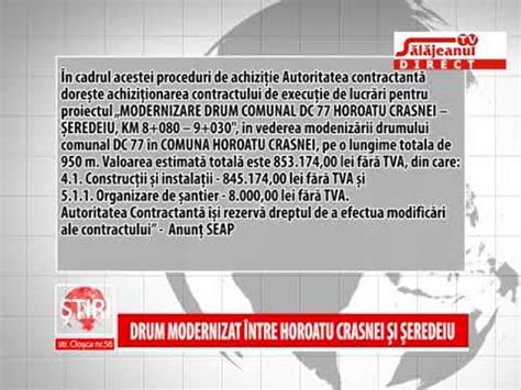 DRUM MODERNIZAT INTRE HOROATU CRASNEI SI SEREDEIU YouTube