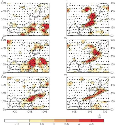 Composited 850 HPa Wind Vectors M S 21 And Normalized Water Vapor