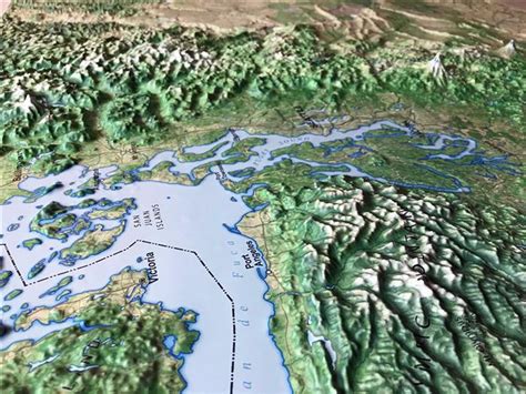 Washington State Enhanced Satellite Image Raised Relief Map World