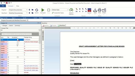 Litera Compare For Word Viewing Changes Youtube