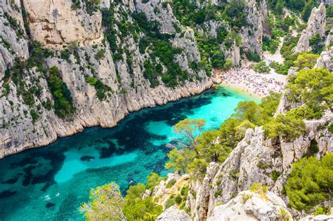 Calanques National Park Near Marseille Craggy Limestone Coastline In