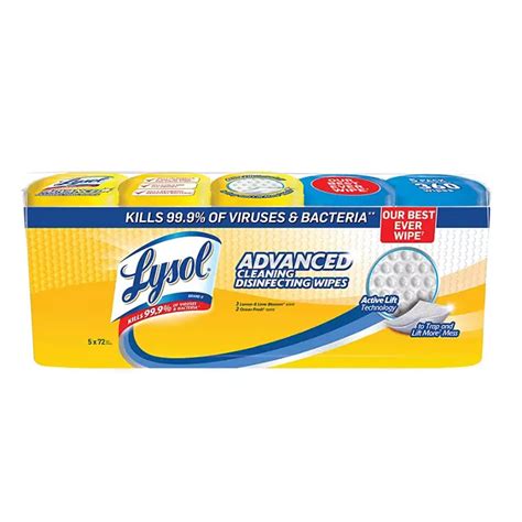 Lysol Advanced Cleaning Disinfecting Wipes, Variety Pack (5 pk., 72 ct. each) - Sam's Club