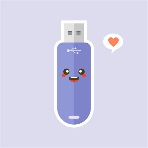 kawaii and cute USB Flash Drive icon isolated on color background ...