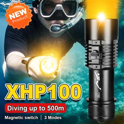 Lumens Super Powerful Diving Flashlight Xhp Yellow Light