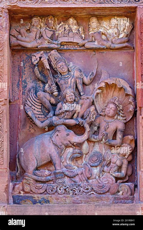 Closeup Scene of Gajendra Moksha Panel : The North side niche of Dashavatar Temple, Deogarh ...