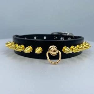 Spiked Dog Collar 12mm Spikes I Leather Gold Spike Collar I Handmade ...