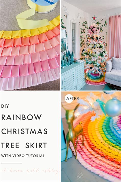 DIY Rainbow Tree Skirt - at home with Ashley