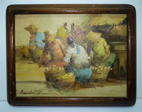 Alfredo Buenaventura Vintage Filipino Oil Painting Philippine Women In