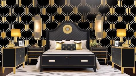 Premium Ai Image Generative Ai Glamorous And Luxurious Art Deco Bedroom