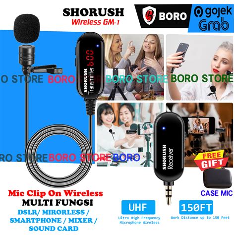 Shorush GM 1 Microphone Mic Clip On Wireless UHF PRANK VLOG Untuk