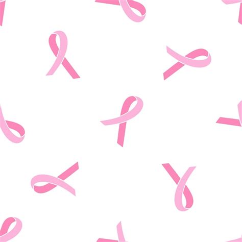 Premium Vector Pink Ribbon Seamless Pattern National Breast Cancer