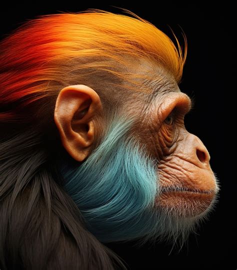 Premium AI Image | a monkey with a colorful hair color on its face