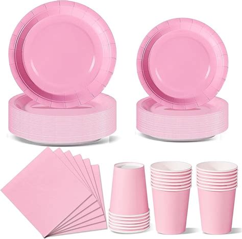 Nkaiso Light Pink Party Tableware Pieces Colorful Party Supplies