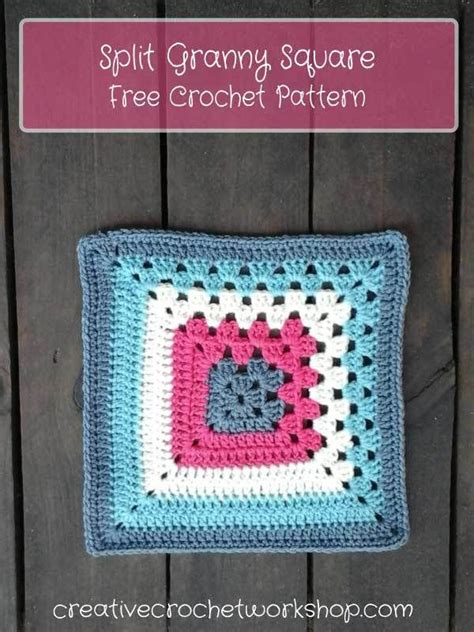 Split Granny Square Free Crochet Creativecrochetworkshop