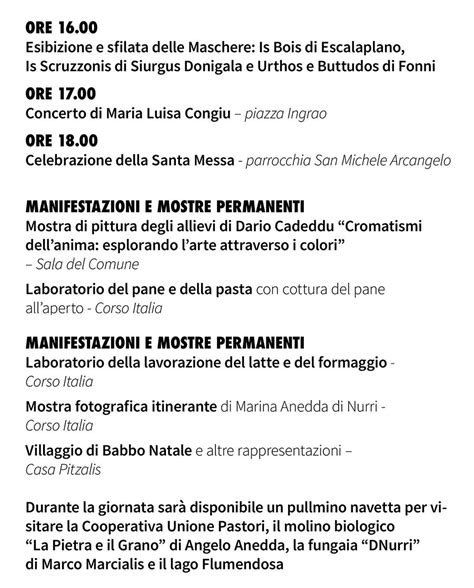 Saboris Antigus A Nurri Scopri Il Programma Di Sabato Dicembre