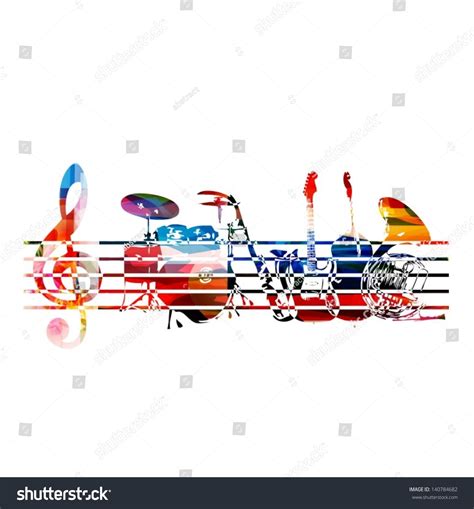 Colorful Music Instruments Background Stock Vector Illustration ...