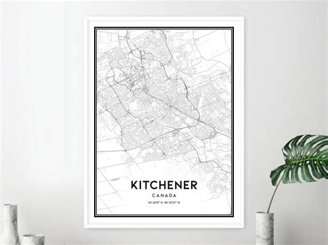 Kitchener Map Print Kitchener Map Poster Wall Art Kitchener | Etsy