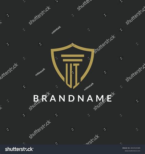 UI Initial Monogram Logo With Pillar And Shield Royalty Free Stock