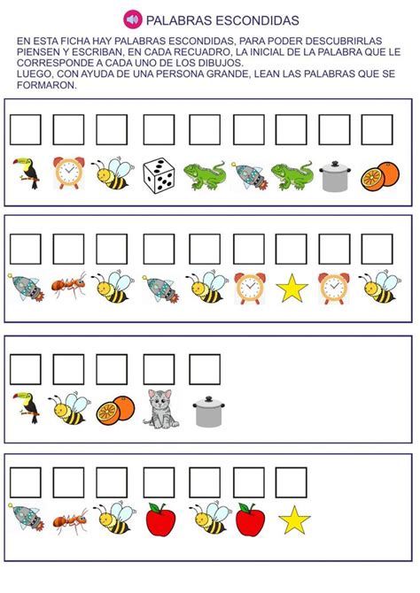Palabras Escondidas Exercise Fichas Practicas Del Lenguaje Cuadro
