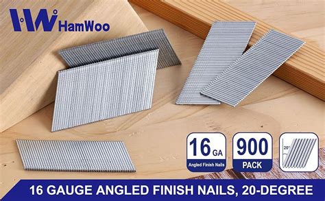 HW HAMWOO 16 Gauge Angled Finish Nails 20 Degree 900 Pack 1 1 4 300