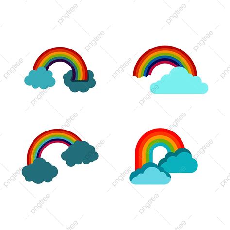 Conjunto De Iconos De Arco Iris Vector Plano Png Vector Aislado