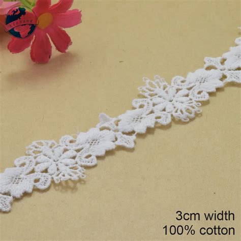 10yards 3cm White 100 Cotton Embroidery Lace French Lace Ribbon Fabric