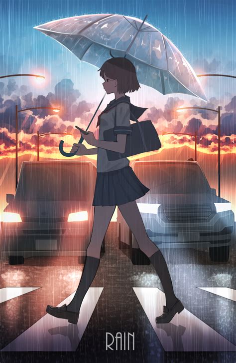 女の子 雨の日 Pasoputiのイラスト Pixiv アニメの風景 美しいアニメアート 美的アニメ