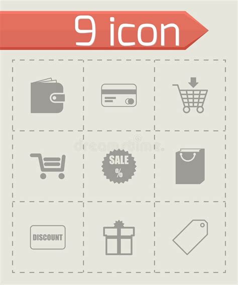 Sistema Del Icono De Las Compras Del Vector Ilustración del Vector