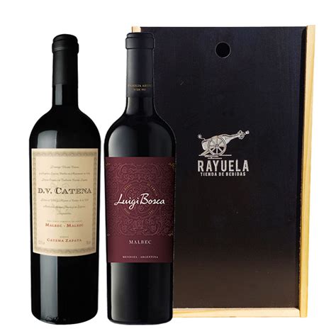 Regalo Caja Madera 2 Vinos Luigi Bosca Malbec DV Catena MM