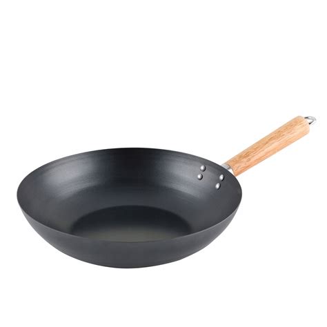 Wok patelnia głęboka ze stali węglowej duży 30cm