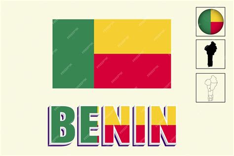 Mapa De Benín Y Dibujo Vectorial De La Bandera De Benín Vector Premium