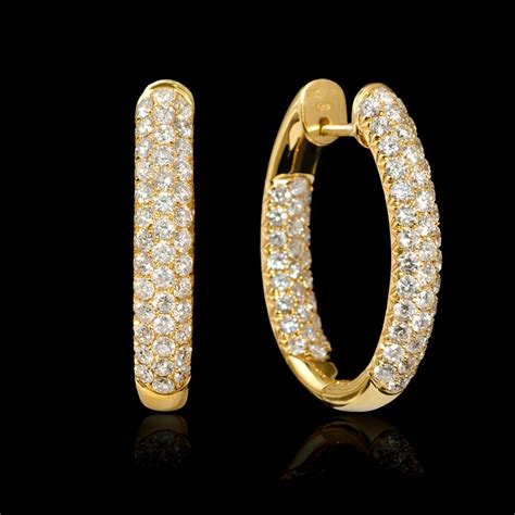 Ct Diamond K Yellow Gold Hoop Earrings