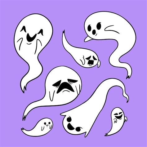 Free Vector Hand Drawn Halloween Ghost Collection